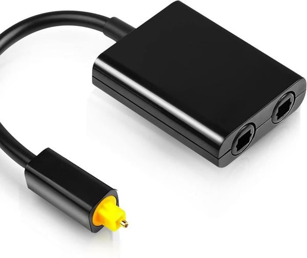 XTVTX Ljudoptisk splitter 1 till 2 utgångar, Toslink ljudoptisk kabelfördelare, Fiberoptisk adapter, Konverterar 14