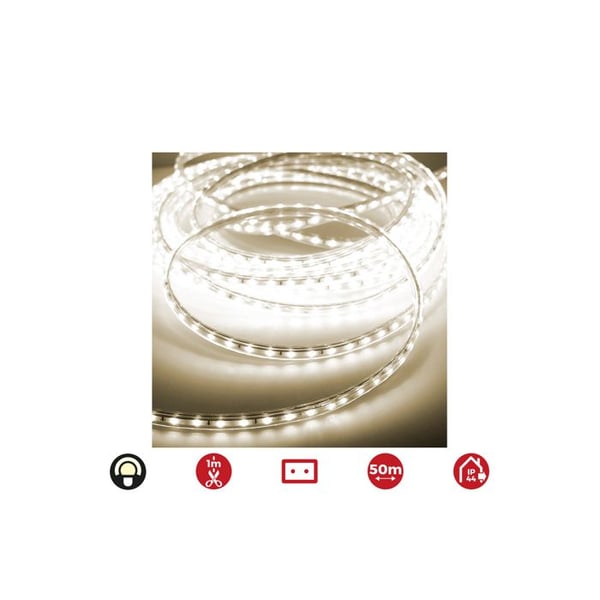 LED-bandrulle 50m. 60 LEDs/m 4,2w/m Varmvit 3.200k Edm 220v-240v (inomhus och utomhusbruk) Ip44