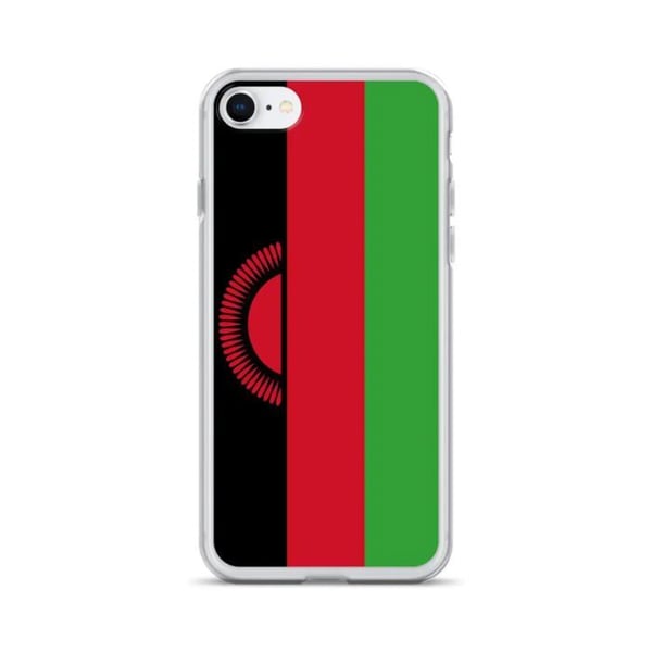 Mobilskal – Malawis flagga – Kompatibelt med iPhone 7 Plus – Mjuk skal – Slitstarkt och stöttåligt - Silikon - Pixelforma