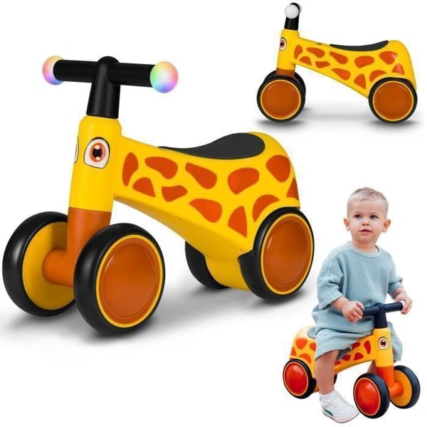 Draisienne LIONELO Sammy - Barncykel - Färgade lampor - 4 Hjul - 1-3 år (upp till 30 kg) - Ergonomisk - Gul