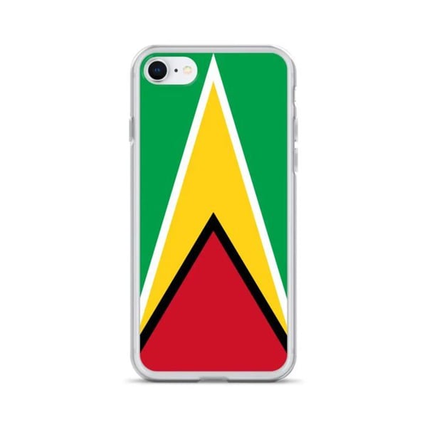 Mobilskal – Guyanas flagga – Kompatibel med iPhone 8 Plus – Mjukt fodral – Slitstarkt och stötresistent – Silikon – Pixelforma