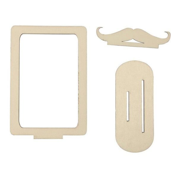 MégaCréa DIY - Träram med mustasch att montera och dekorera 15 x 12 cm 3 delar