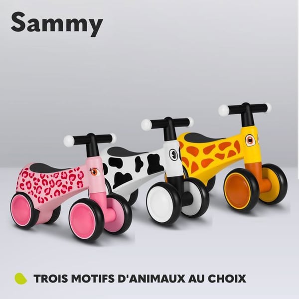 Draisienne LIONELO Sammy - Barncykel - Färgade lampor - 4 Hjul - 1-3 år (upp till 30 kg) - Ergonomisk - Gul