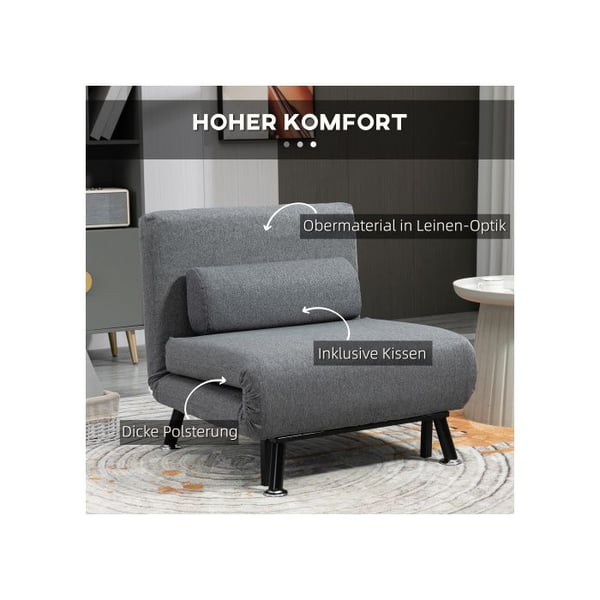 Sofa-seng - MUVOE - Sammenklappelig - Justerbar ryg - Mørkegrå - Optimal komfort