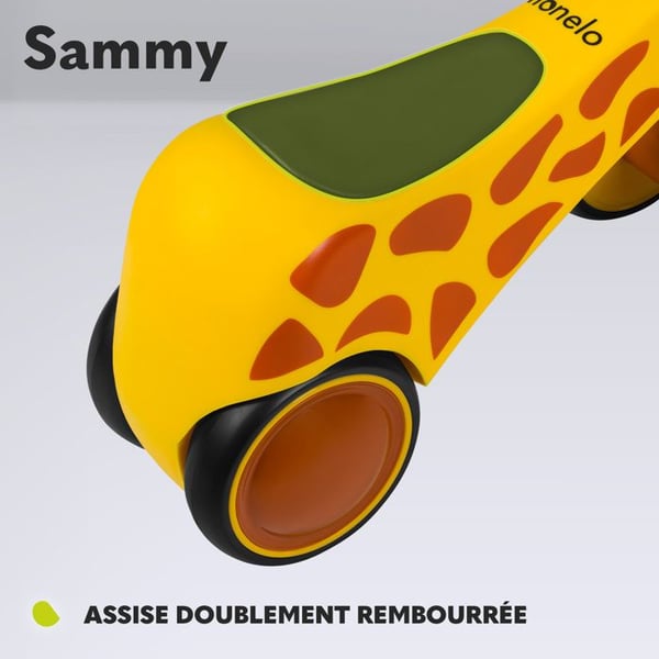 Draisienne LIONELO Sammy - Barncykel - Färgade lampor - 4 Hjul - 1-3 år (upp till 30 kg) - Ergonomisk - Gul