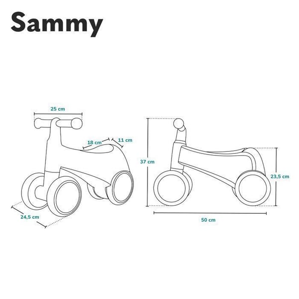 Draisienne LIONELO Sammy - Barncykel - Färgade lampor - 4 Hjul - 1-3 år (upp till 30 kg) - Ergonomisk - Gul