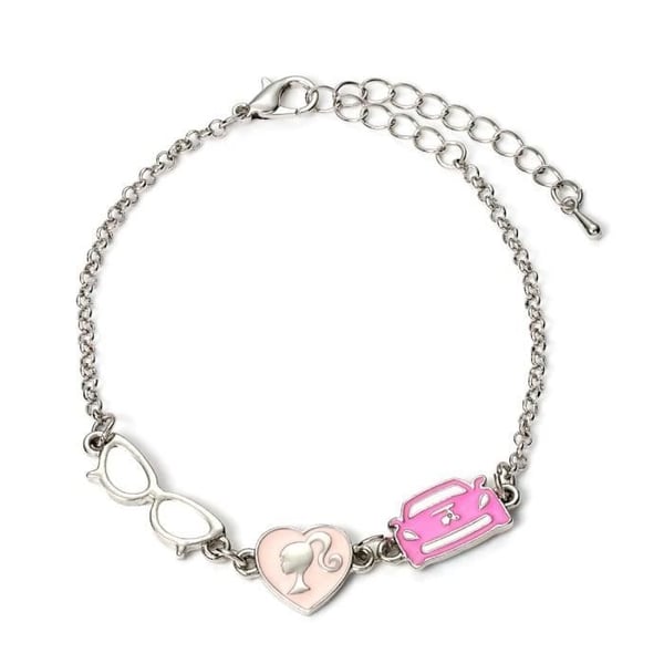 Armband - BARBIE - Silhuett, Glasögon, Corvette - 3 Berlocker - 17 cm + 5 cm Förlängning