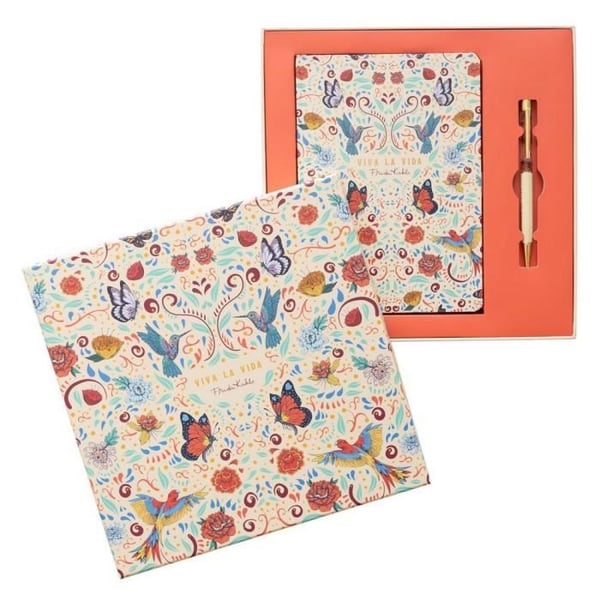 Presentlåda - GRUPO ERIK - Frida Kahlo - Anteckningsbok A5 - Matchande penna - Prickade sidor