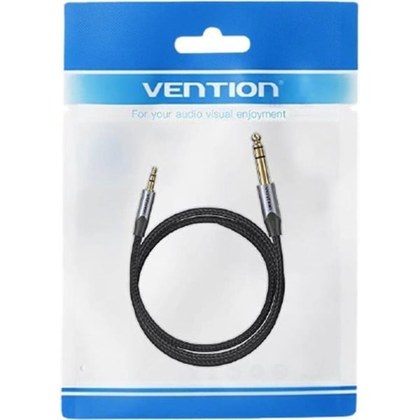 Vention Ljudkabel TRS 3,5 mm hane till 6,5 mm hane, vävd i bomull, 10 m, grå, aluminiumlegeringstyp