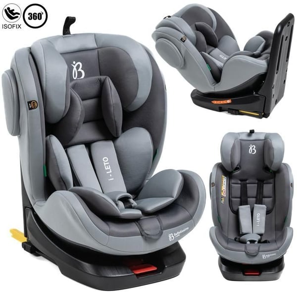 BEBELISSIMO - Isofix bilbarnstol - 360° vridbar - 40-150cm - 0-36kg - i-size - Leto - grå - sidoskydd