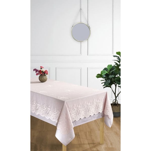 En överraskning döljer sig bakom detta erbjudande Bordsduk fläckavvisande alla storlekar - Bordsduk + Överduk Rosa - Rektangulär bordsduk 150 x 300