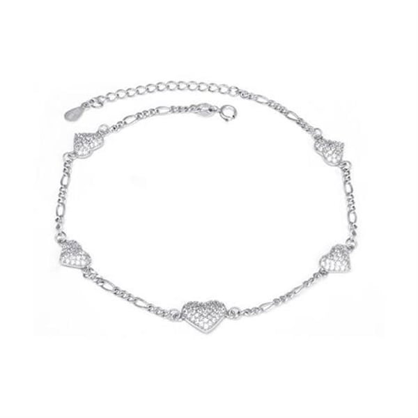 Fotboja - AGATO - AGN53/27 - Sterling silver - Glittrande hjärtan - Justerbar längd 23 cm