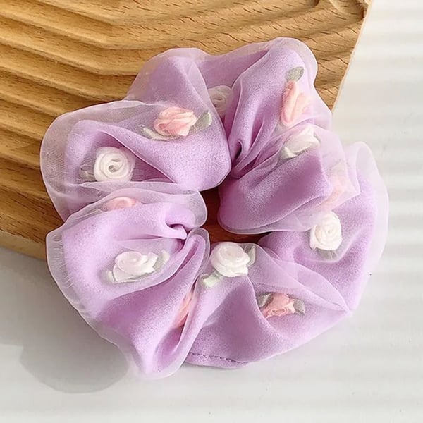 Chouchou - AVIZAR - Dubbel Tjocklek - Mjuk Tyg - 3D Rosor - Lila