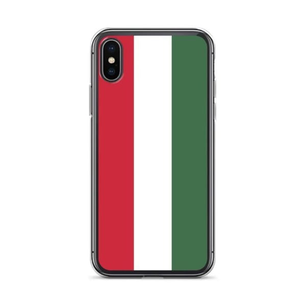 Telefonfodral – Ungerns flagga – Kompatibel med iPhone X – Mjuk fodral – Slitstark och stötabsorberande – Silikon – Pixelforma