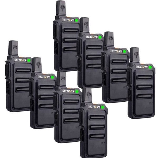 Retevis RT619 Mini Licensfri Walkie Talkie Professional PMR446 VOX Squelch Scan Surveillance (4 par, svart)