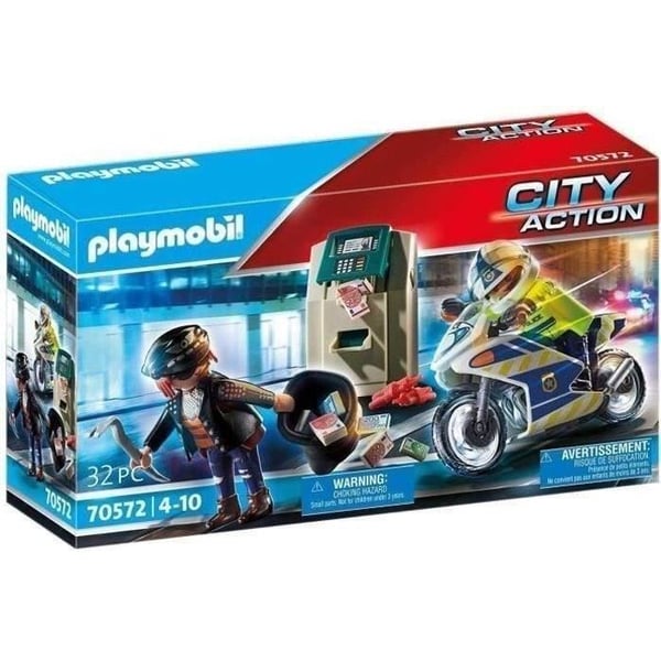 PLAYMOBIL 70572 Motorcykelpolis och tjuv, City Action, poliser, 4 år och uppåt