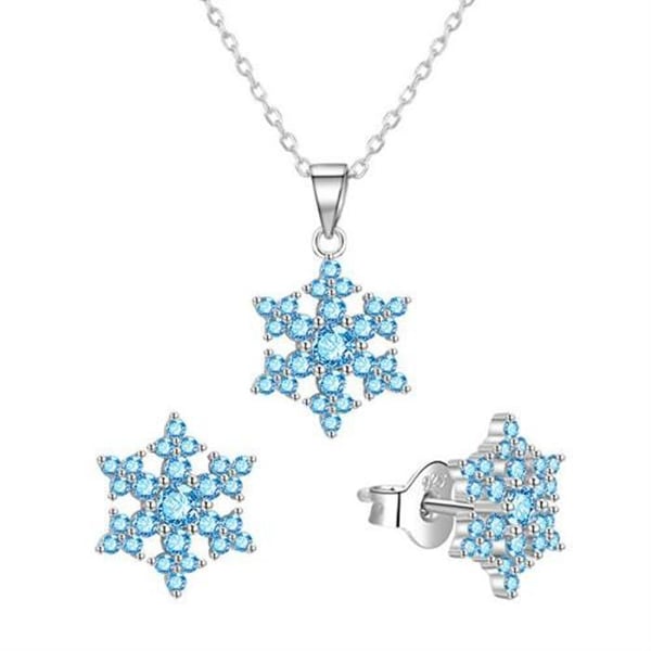 Smyckeset i silver - AGATO - Snöflingor - Blå zirkon - 925/1000 - Kvinna