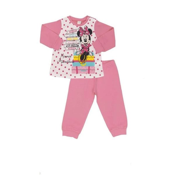 Långärmad pyjamas - Ellepi - Minnie Mouse - Jersey bomull - Rosa - 18 månader