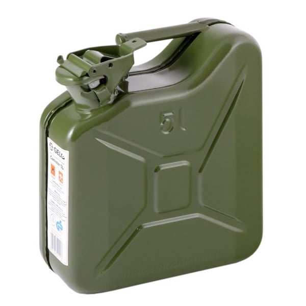 Jerrycan i stål - GELG - 5L - Grön RAL 6003 - Bränslebeständig färg