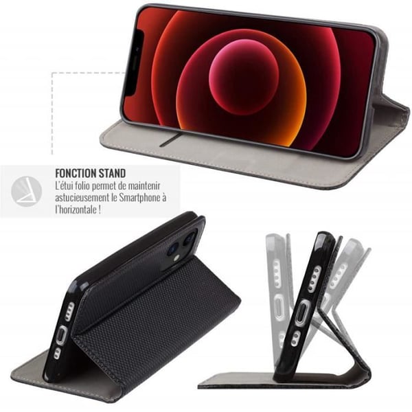Foliofodral - JAYM - Apple iPhone 12 / 12 Pro - Svart - Magnetisk stativfunktion