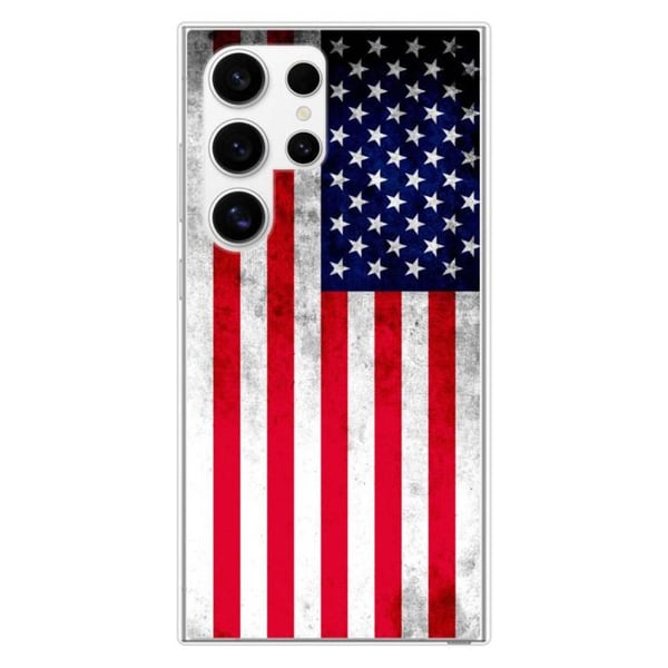 Tryckt silikonfodral som är kompatibelt med Samsung Galaxy S24 Ultra USA flagga