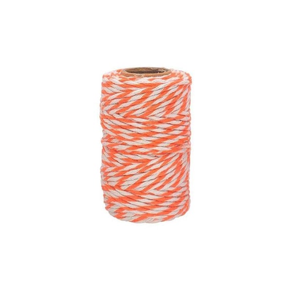 Ficelle - Bomull - Orange/Vit - 25m - Kreativa hobbyer - Smycken - CTOP