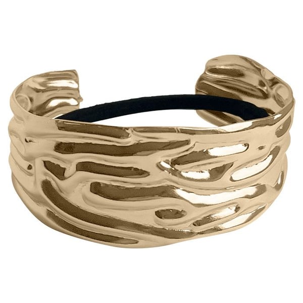 Hårsnodd - AVIZAR - Texturerad Bangle - Guld - Svart - Elegant och Bekväm