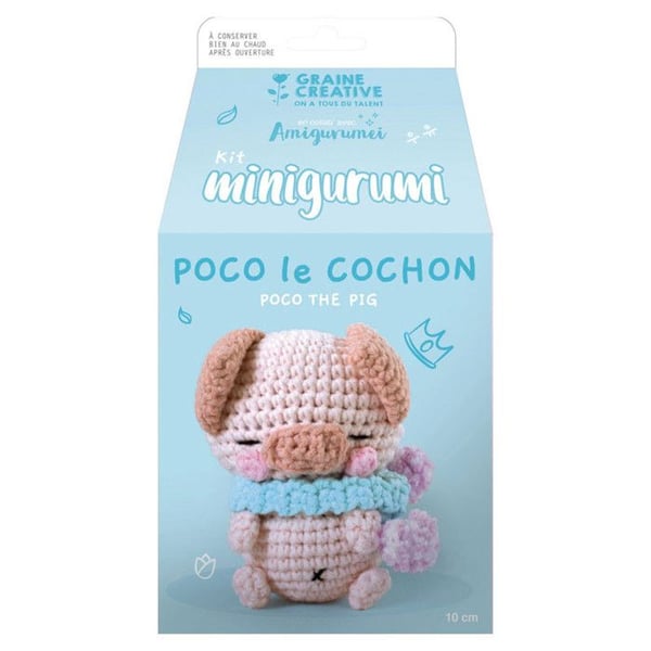 Amigurumi Virkset - Graine Créative - Poco grisen - 10 cm - Vit - Nybörjare