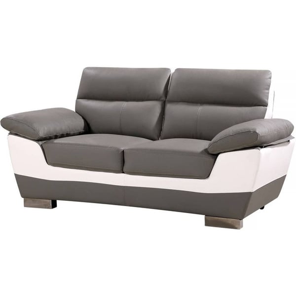 Fast soffa i återvunnet läder - 2-sits Grå/Vit - 169x88x90 cm