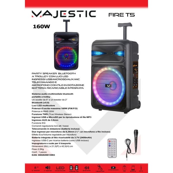 Offentlig lydsystem (PA) til trolley New Majestic 116105 BK Sort