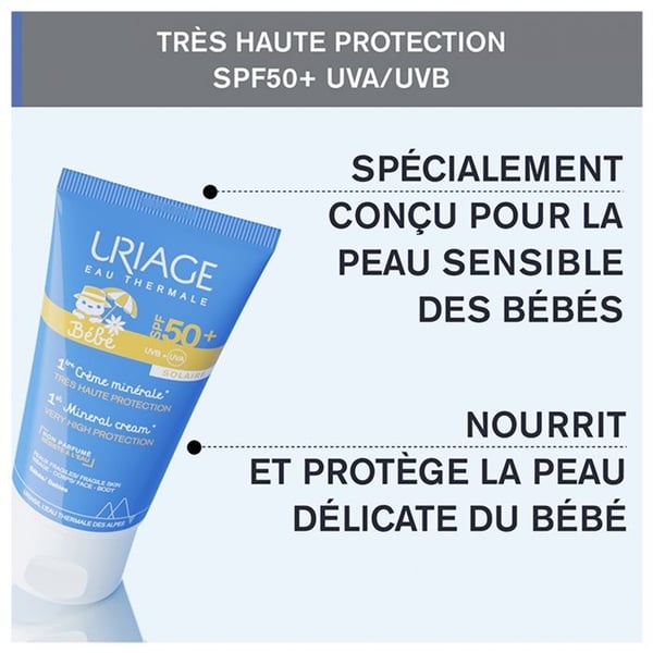 Uriage termalvand baby 1. mineralsk creme spf50+ 50ml