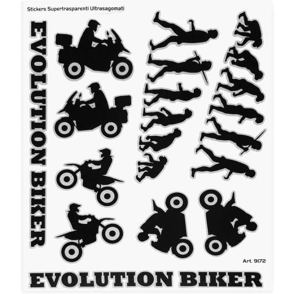 Klistermärken - Evolution Biker - 20 x 24 cm - Hållbara - Livfulla färger - Noggrant detaljerade