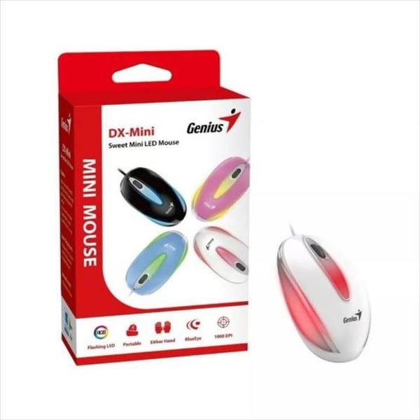 Mini Mus Genius Dx Mini Usb Ljus Rgb Vit