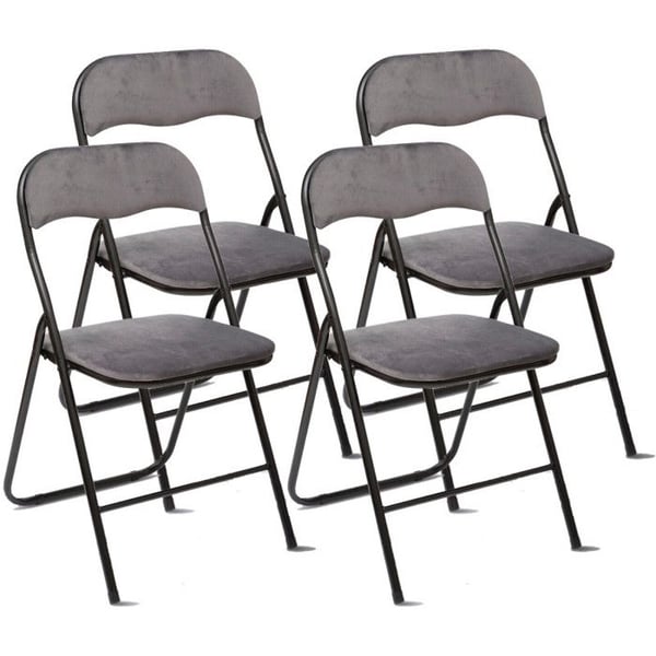 Set med 4 Atmosphera "Easy" sammetsfällbara stolar - Grå