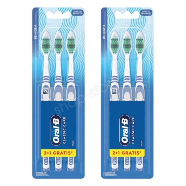 Tandborstar - Oral-B - Classic Care - Pack om 6 - Medium Borst - Slumpt färger