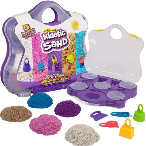 Kinetisk sand - Kinetic Sand - Set med 5 sandar - 907 g - 5 färger - Tillbehör ingår