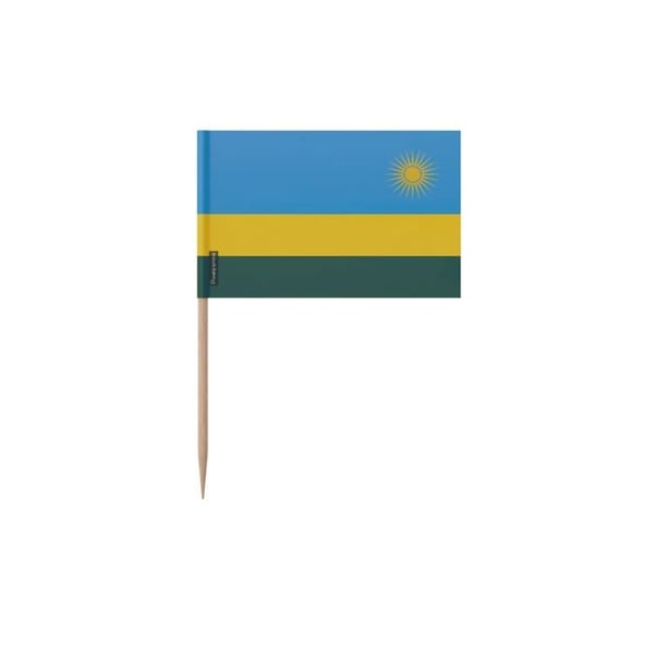 Tandpetare Rwandas flagga - 10 cm - 100 stycken - Klisterplast - Bambuspett - Pixelforma