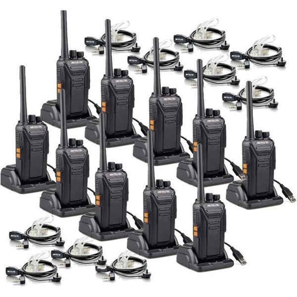 Retevis RT27 Professionell Walkie Talkie, Longdistanstalkande PMR446 utan licens, 16 kanaler VOX, Med öronsnäckor (10 st)