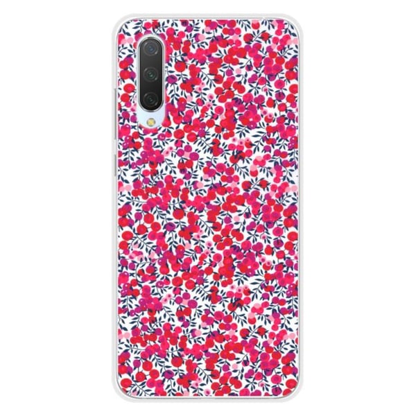 1001Coques - Silikonfodral kompatibelt med Xiaomi Mi 9 Lite - Liberty Wiltshire röd mönster - Originaldesign tryckt i Frankrike