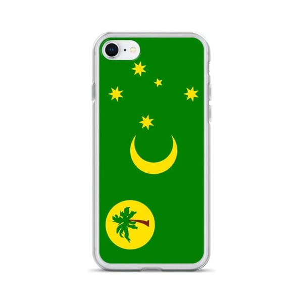 Telefonfodral – Kockosöarnas flagga – Kompatibel med iPhone 8 Plus – Mjukt fodral – Stötsäkert och slitstarkt – Silikon – Pixelforma