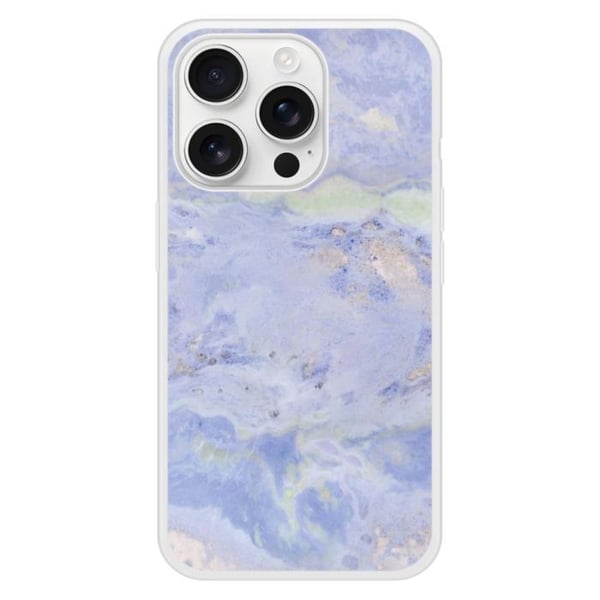 Coque i silikon med förstärkt tryck som är kompatibel med Apple iPhone 16 Pro Marmor Blå