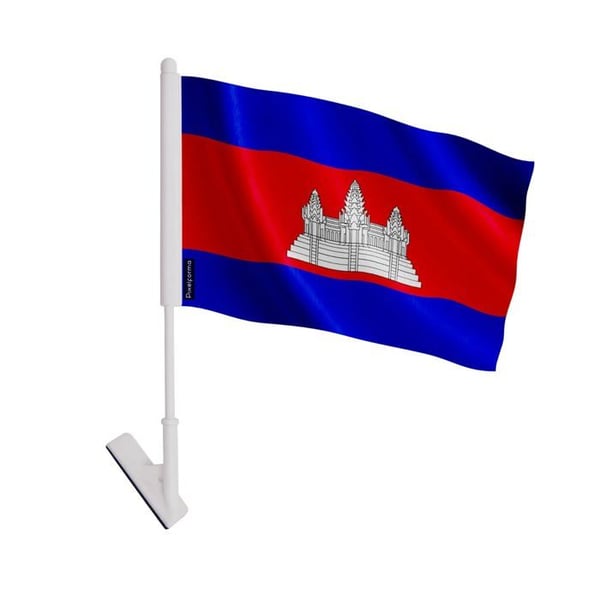 Klibbigt flagga Kambodja – 14 x 21 cm – Mjuk polyester – Lätt att fästa – 5 stycken – Pixelforma