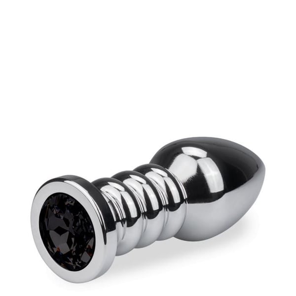 Metallplugg anal rosabud ringad XL - 8 färger - Onyx