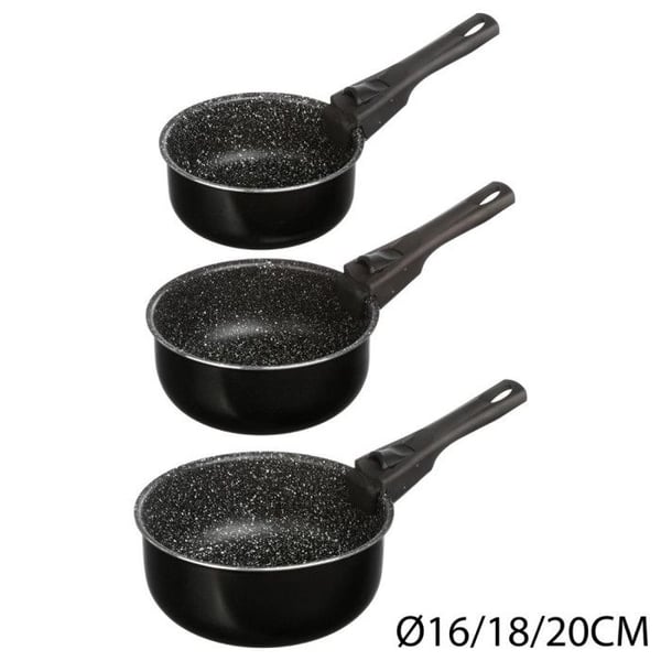Set med 3 kastruller 16/18/20 cm + avtagbart handtag Secret de Gourmet