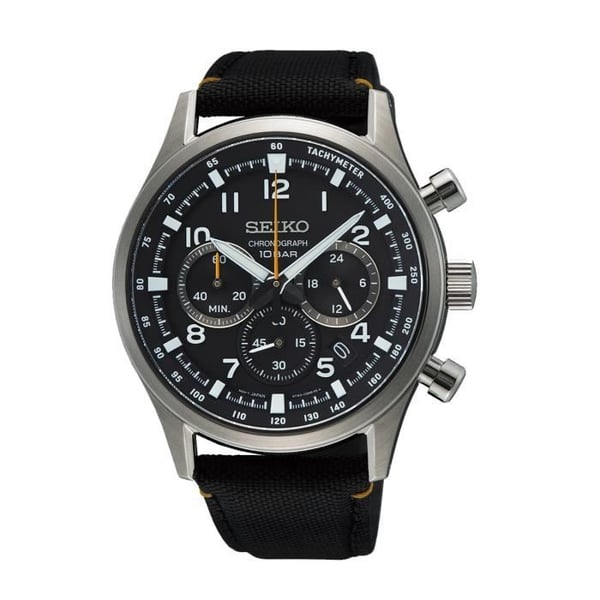 Klocka - SEIKO - SSB449P1 - Läder och textil - Kronograf - Svart