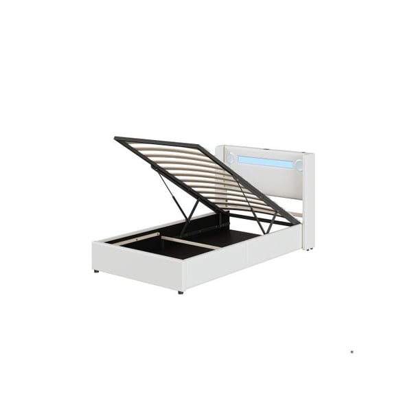 Barne seng - MUVOE - 90x200 - Bluetooth - LED - Hydraulisk opbevaring