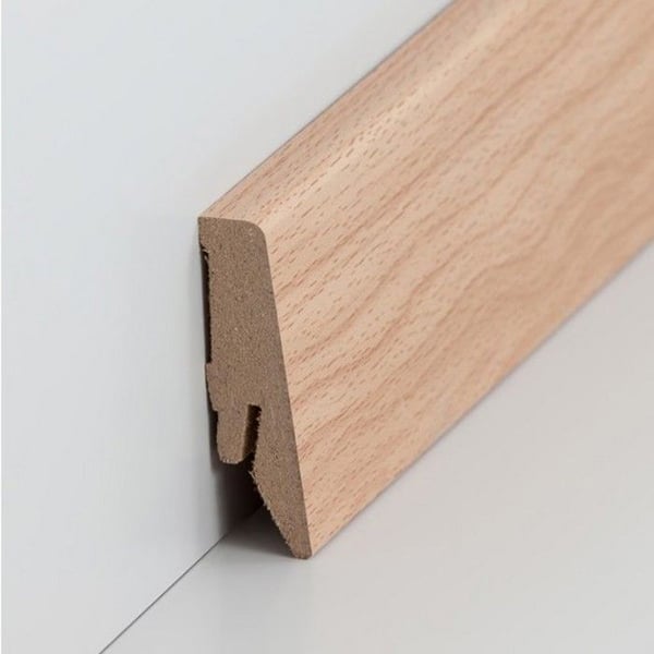 PROVISTON MDF-sockel 18 x 58 x 2500 mm bok för att limma, klippa, skruva &amp; spikbelagd MDF-kärna 12,5 meter | 5 stycken