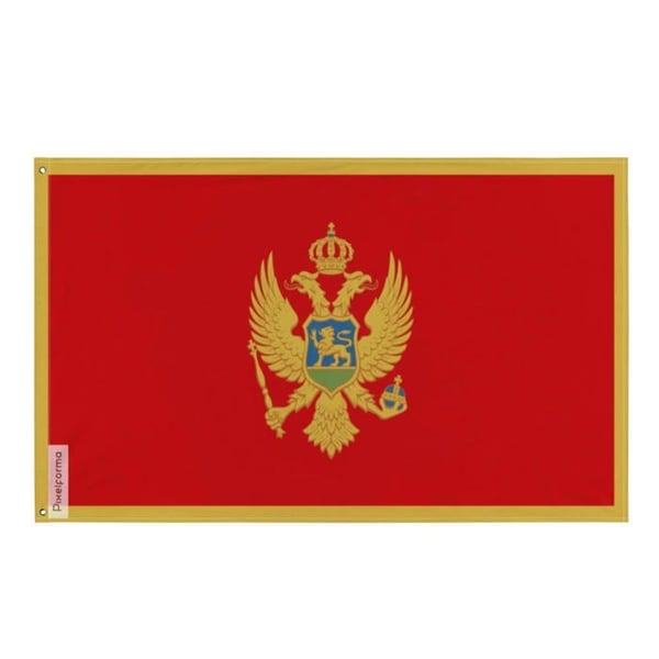 Montenegroflagga – 160 x 240 cm – Hållbar Polyester – 2 Metallöglor – Inomhus / Utomhus – Pixelforma