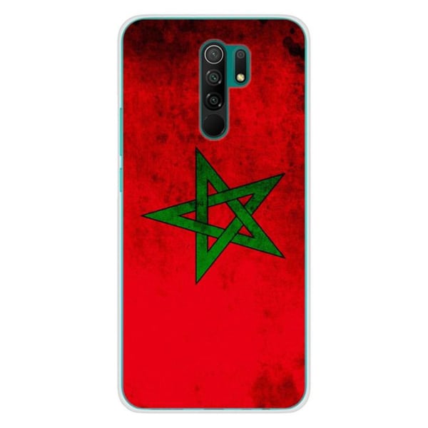 1001Coques - Silikonfodral kompatibelt med Xiaomi Redmi 9 - Marockansk flaggmotiv - Originaldesign tryckt i Frankrike