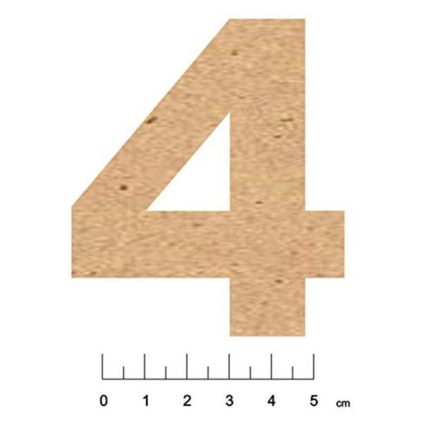 Terre & Bois Créations - Klistermärke i MDF trä 7,5cm Siffra 4 Terre & Bois Créations - Klistermärke i MDF trä 7,5cm Siffra 4